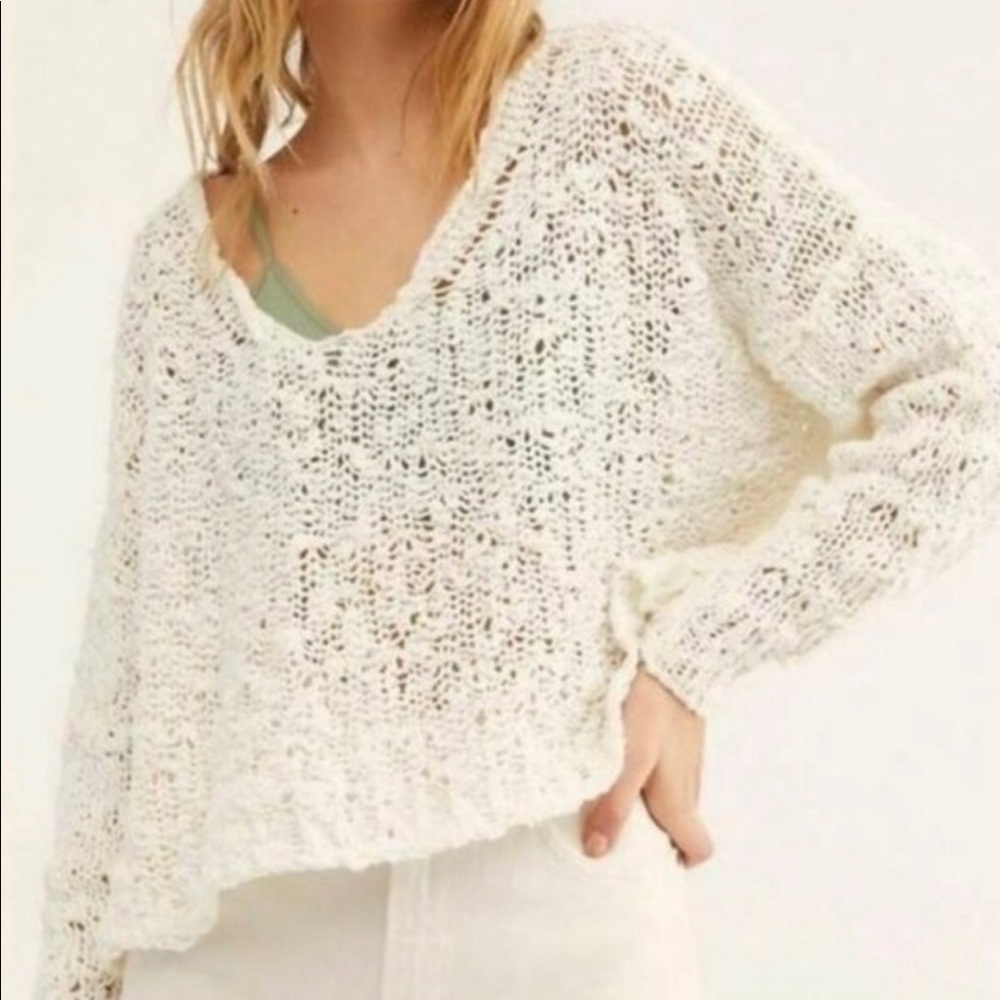 Free People Cropped Knit Sweater.